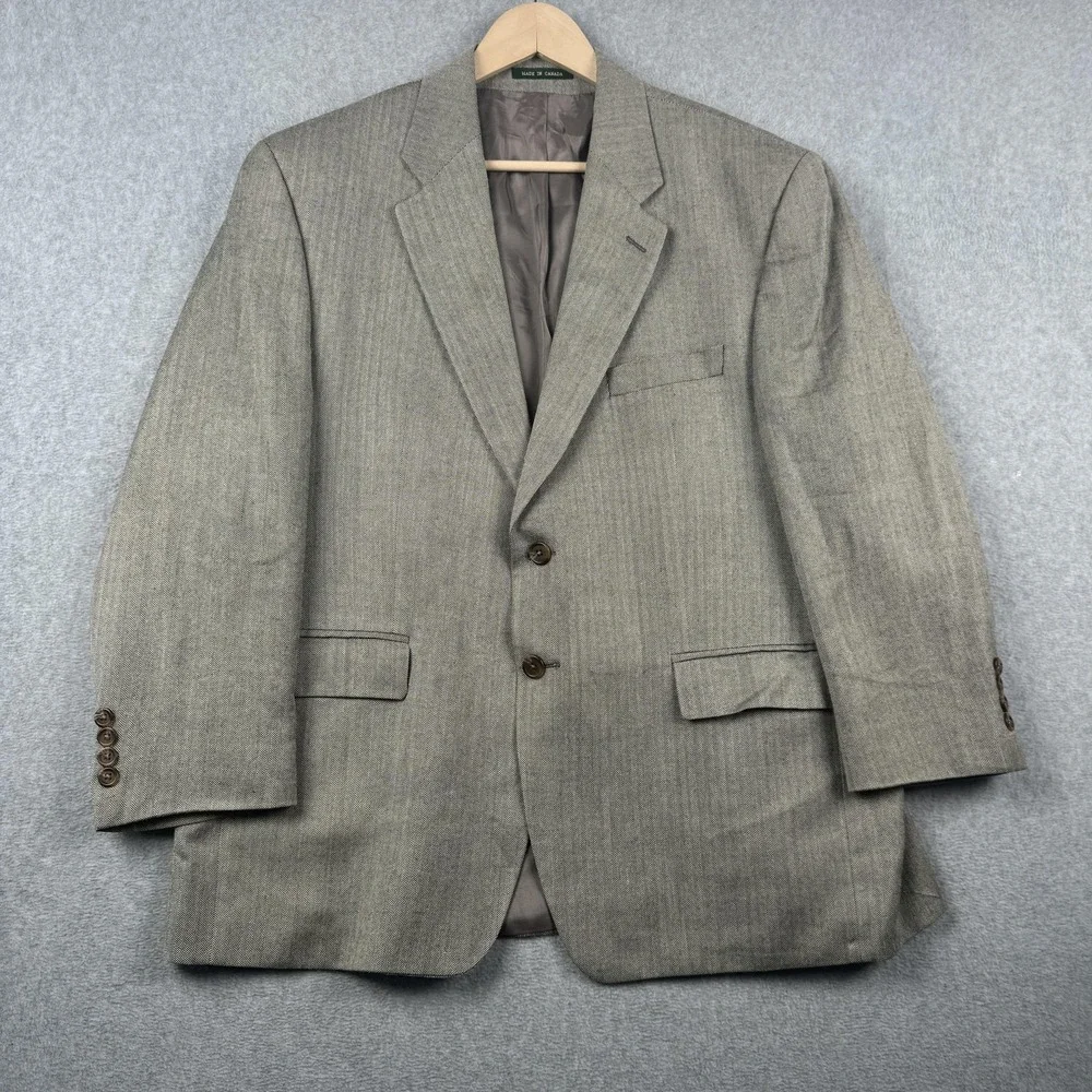 Lauren Ralph Lauren Blazer Mens 42R Brown Herringbone Silk Wool Sport Coat
